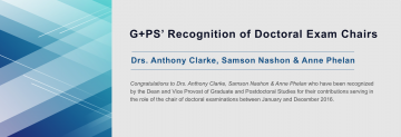 G+PS’ Recognition of Doctoral Exam Chairs