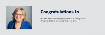 Dr. Rita Irwin Reappointed as a Distinguished University Scholar