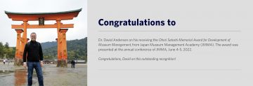 Dr. David Anderson Receives the Ohori Satoshi Memorial Award from Japan Museum Management Academy