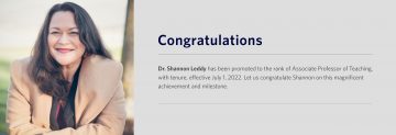 Shannon Leddy’s Promotion to Associate Professor of Teaching