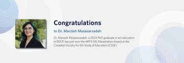 Dr. Marzieh Mosavarzadeh (EDCP PhD graduate) receives ARTS SIG Dissertation Award